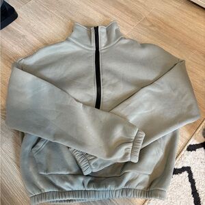 Olive Green Zip-Up Fleece Jacket